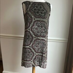 Amy Matto Silk Velvet Burnout Lined Sleeveless Patterned Dress Size 8 EUC
